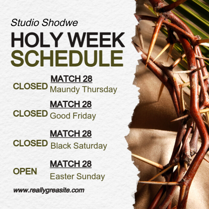 Holy week schedule Instagram Post template