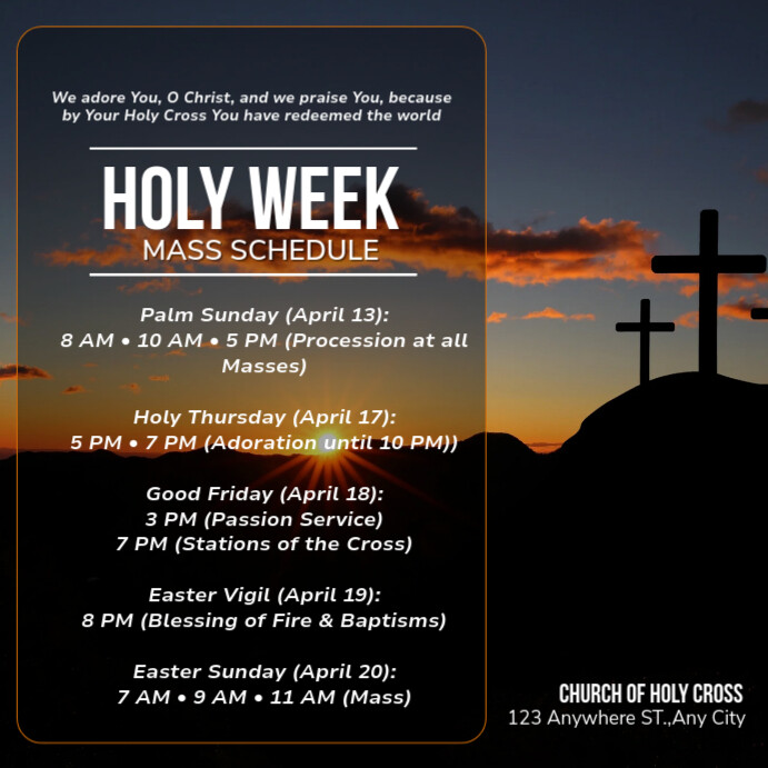 Holy Week Program Sytle Holy week schedule Template | PosterMyWall