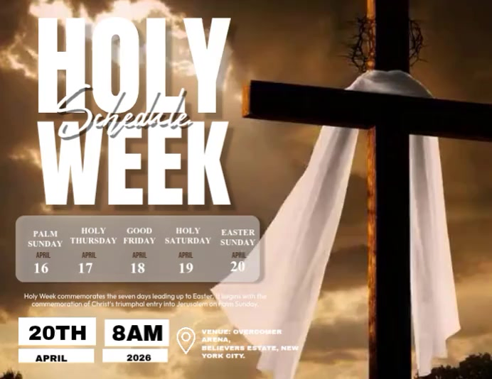 Holy Week Schedule Flyer Video Template | PosterMyWall