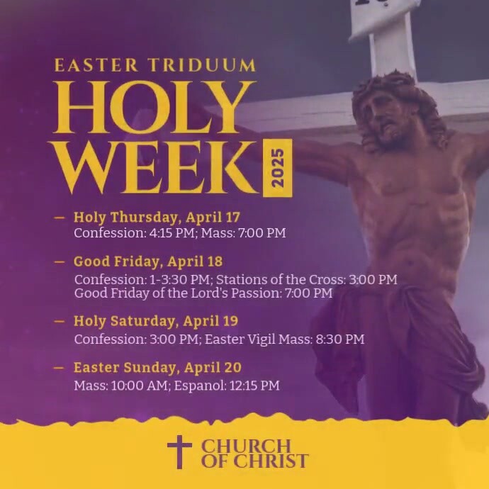 Holy Week Postre Copia de Holy Week Schedule Post Template | PosterMyWall