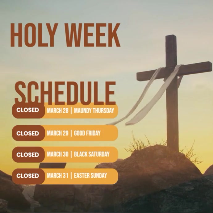 Close Holy Week Holy Week Schedule Video Template | PosterMyWall