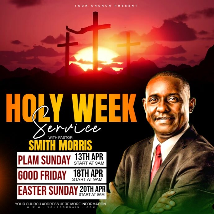 Holy week service Сообщение Instagram template