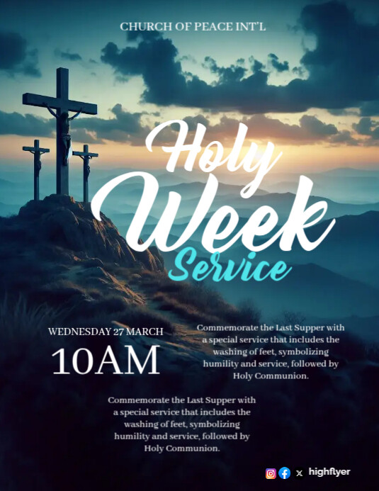 Weekday Service Holy Week Service free template flyer | PosterMyWall