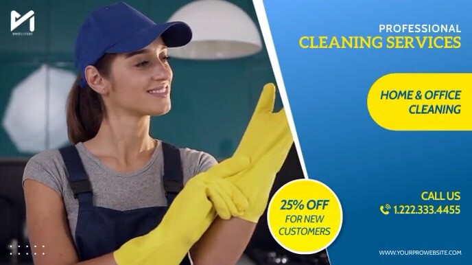 Home & Office Cleaning Services Video Ad Ekran reklamowy (16:9) template