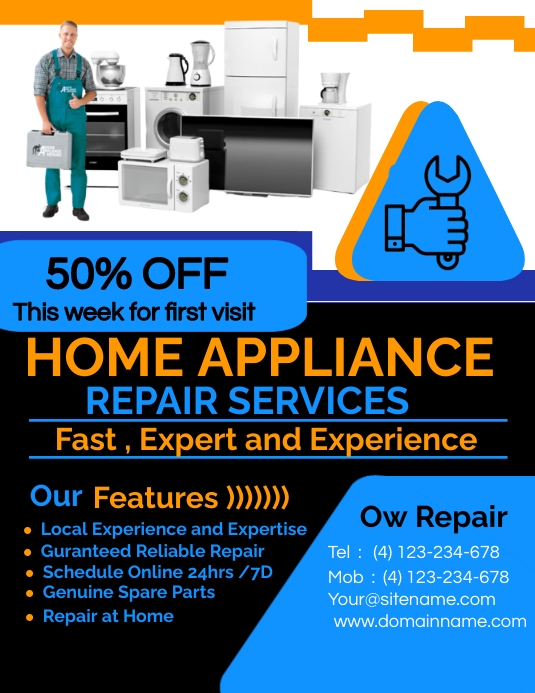 home appliances repair flyer , Appliancemedi Template PosterMyWall
