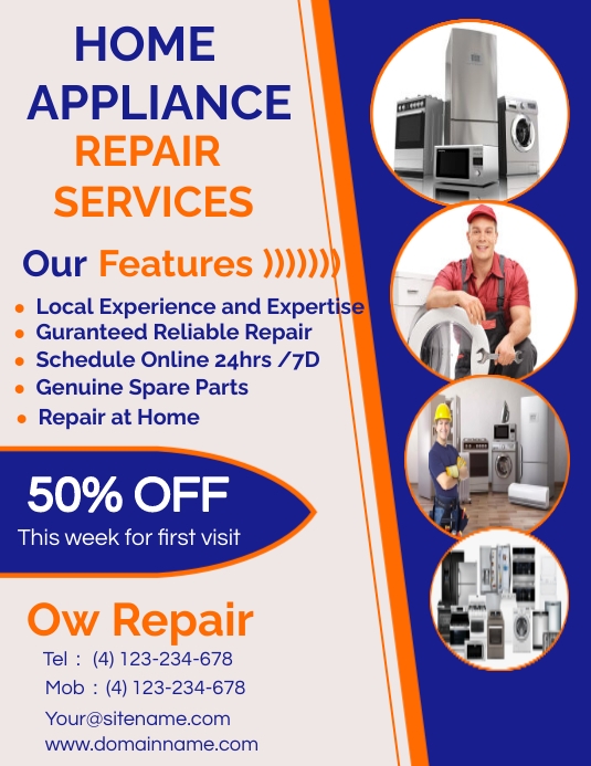 Modèle home appliances repair flyer , Appliancemedi PosterMyWall