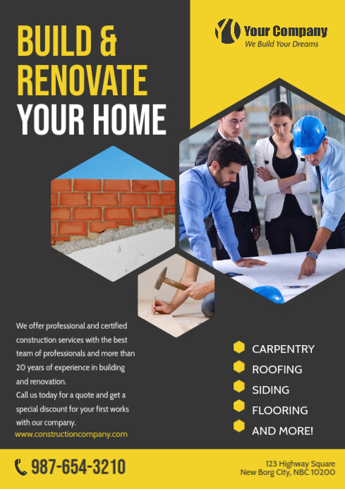 Home Build And Renovate Company Flyer Template Postermywall