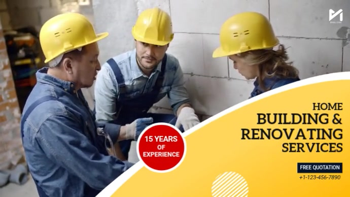 Construction & Home Renovation Service Digital Display Video Template ...