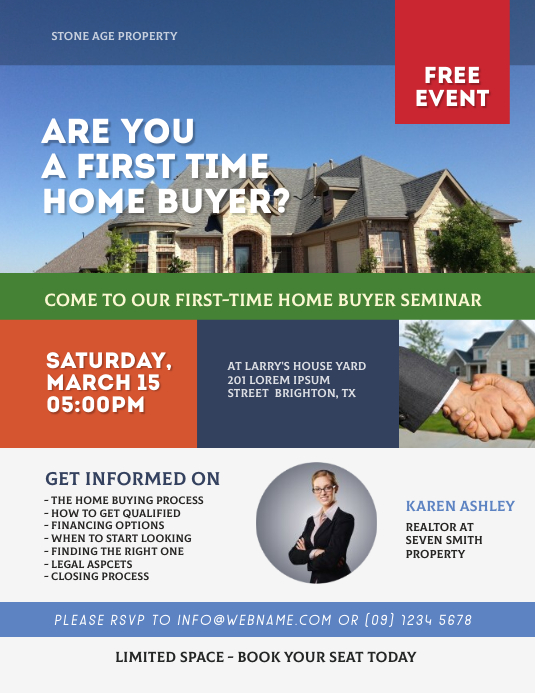 Sjabloon Home Buyer Seminar Flyer PosterMyWall