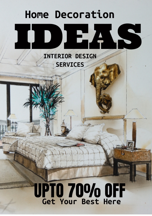 Home decor ideas flyer design A4 template