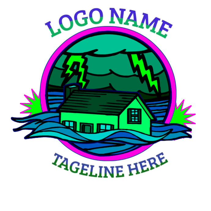 Flood Logo Rescue home flood logo Template | PosterMyWall