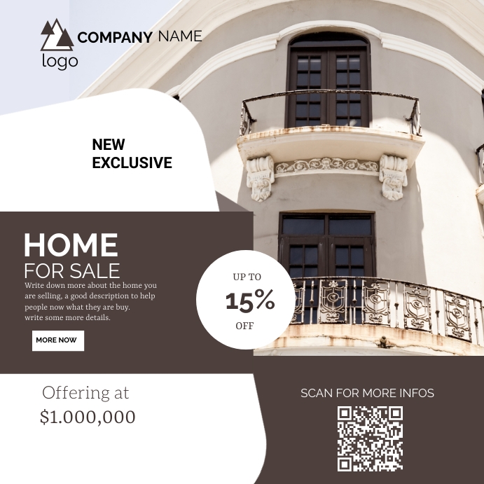HOME FOR SALE REAL ESTATE FLYER Template | PosterMyWall