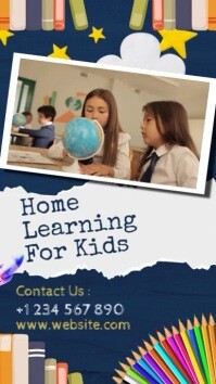 Hvid Home Learning for Kids Digitalt display Template