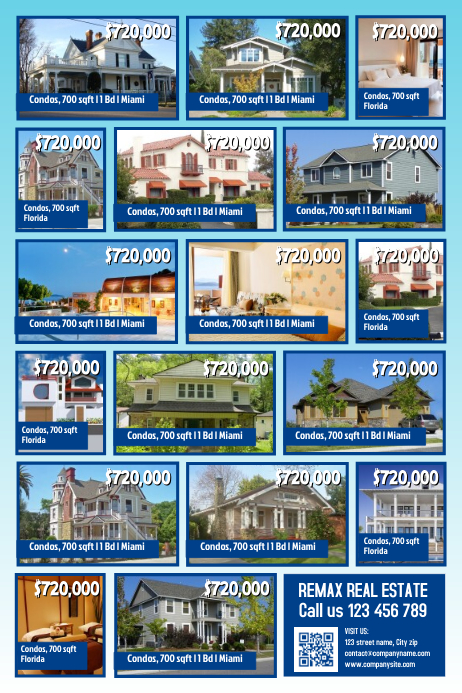 Home Listing Flyer Template Blue Postermywall