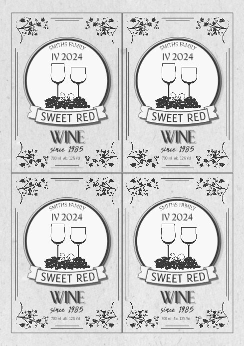 Home Made Wine Printable Labels Stickers (1) A4 template