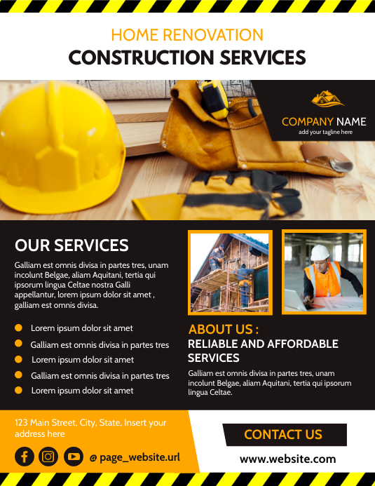 home renovation construction services Flyer (US-Letter) template