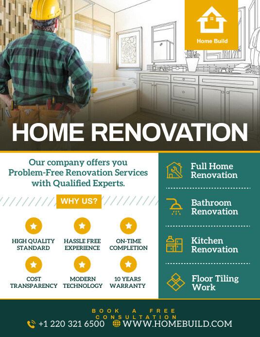 Home renovation contractor flyer design Template PosterMyWall