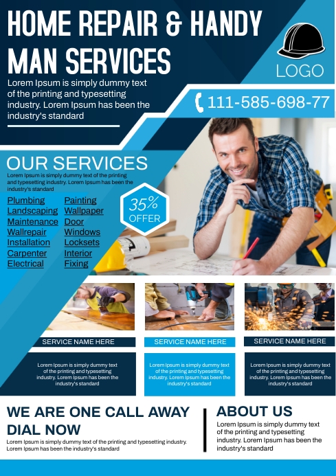 Home repair and handyman services ad A4 template