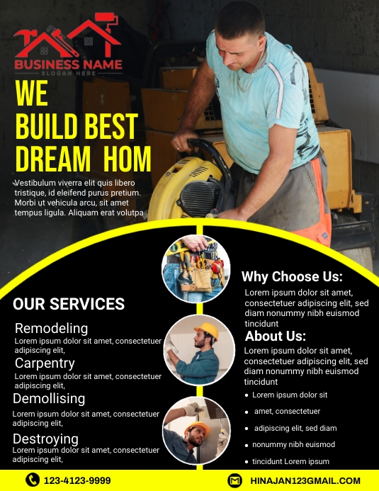 Home repair and handyman services Løbeseddel (US Letter) template