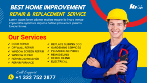 Blue Home Improvement Services Facebook Cover Video Template