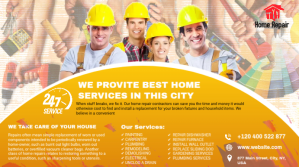 home repair services YouTube Channel Cover Photo template
