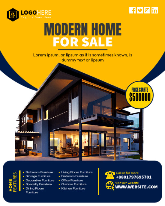 Home sale flyer Instagram Portrait template