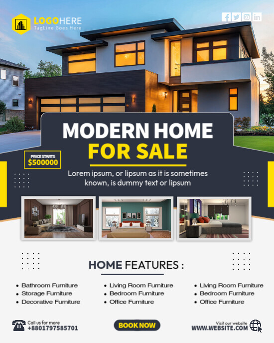 Home sale flyer Instagram Portrait template