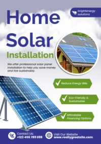 Home Solar Installation Services Poster Template – Renewable Energy Solutions A2