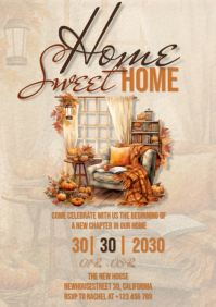 Brown Housewarming A5 Template