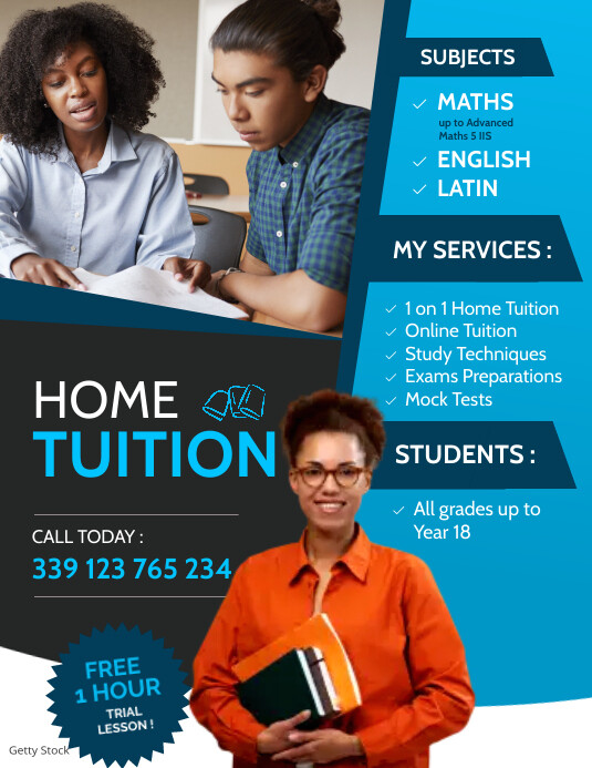 home tuition flyer advertisement services ใบปลิว (US Letter) template