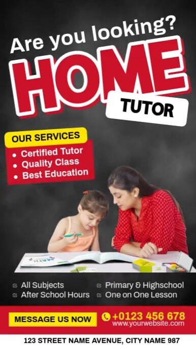 Home Tutor Ads Instagram Reel template