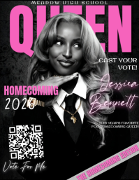 Homecoming Queen Campaign Flyer Template | Pink Black School Vote Poster | Editable Student Election Volantino (US Letter)