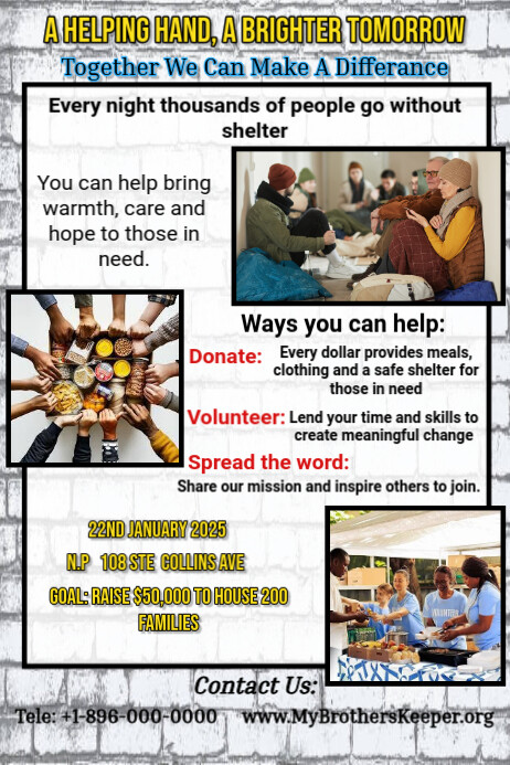 Homelessness Help Program Advertisement Homeless Shelter flyer Template | PosterMyWall