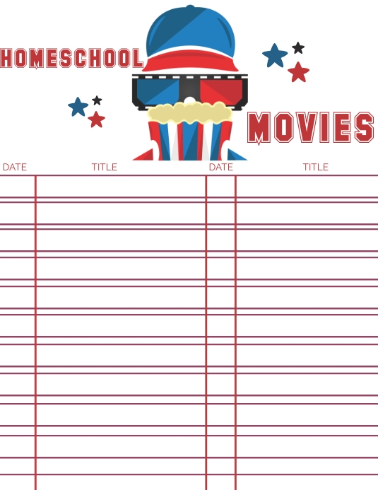 Homeschool Movie Title Sheet Template | PosterMyWall
