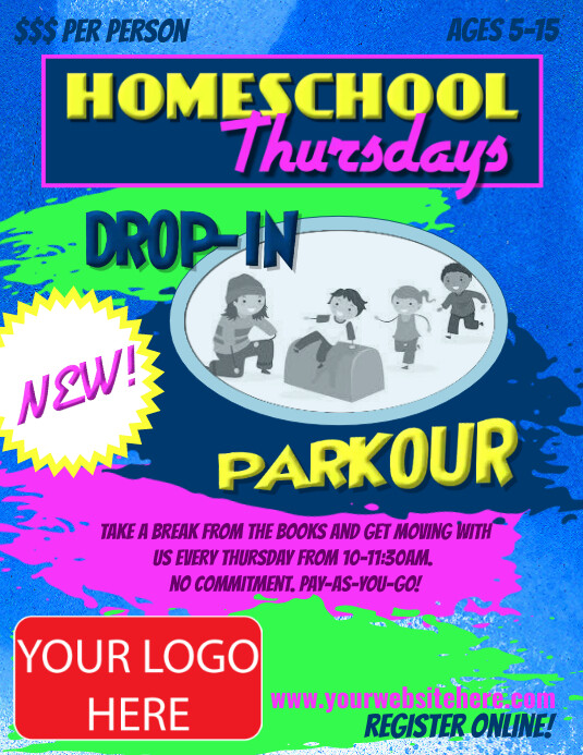 Homeschool Parkour Drop-In Template | PosterMyWall