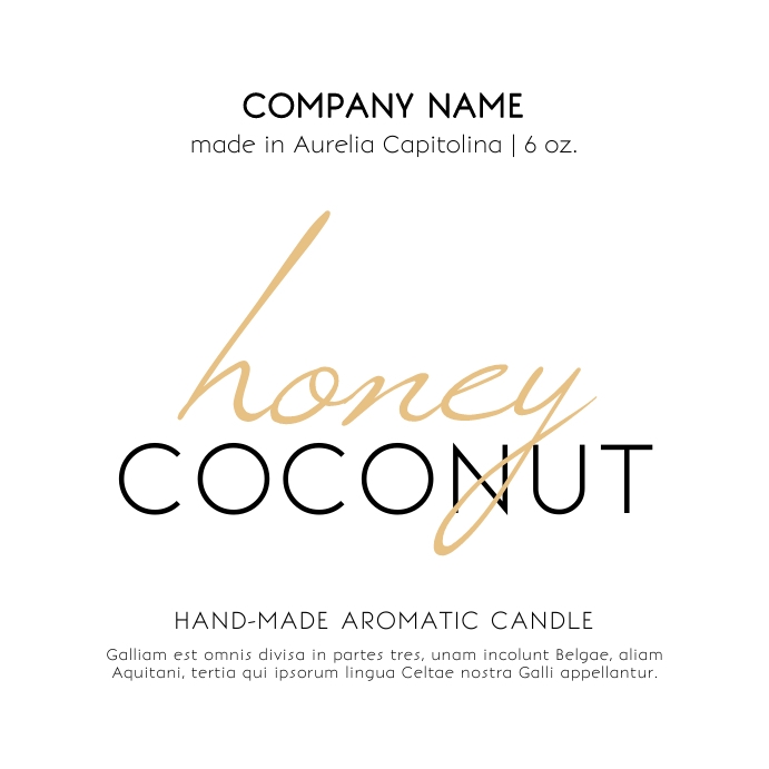honey and coconut square label template desig Iphosti le-Instagram