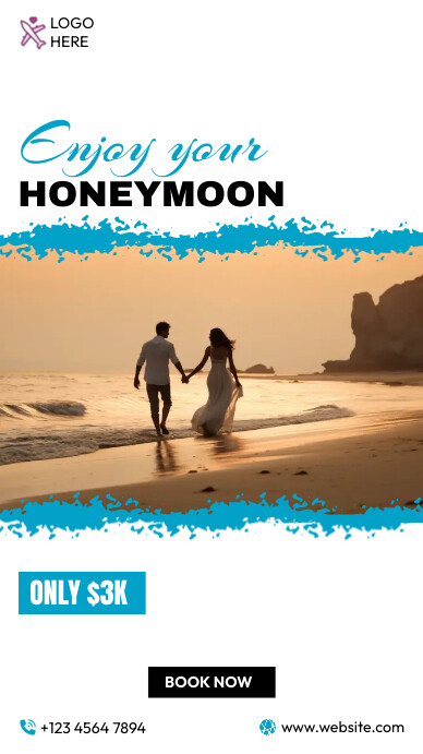 honeymoon ads poster template Instagram na Kuwento