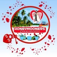 Honeymoon Beach Commerative Wedding Design Template Logo