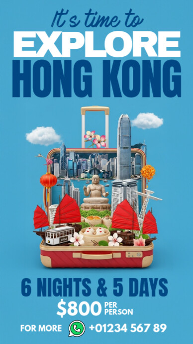 hong kong tour package Digitalanzeige (9:16) template