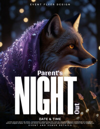 Hooded Fox Parents Night Out Event Flyer Template for Family Getaways
