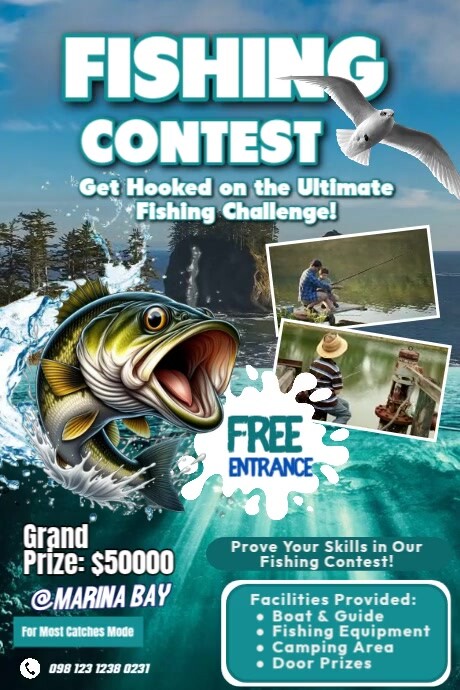 Hook, Line, and Win Big Poster template