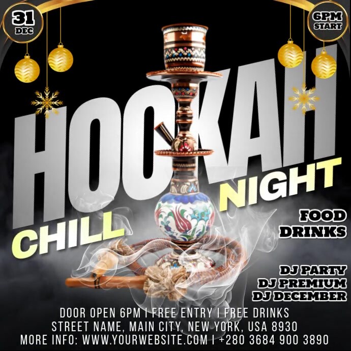 Hookah Chill Night Template | PosterMyWall