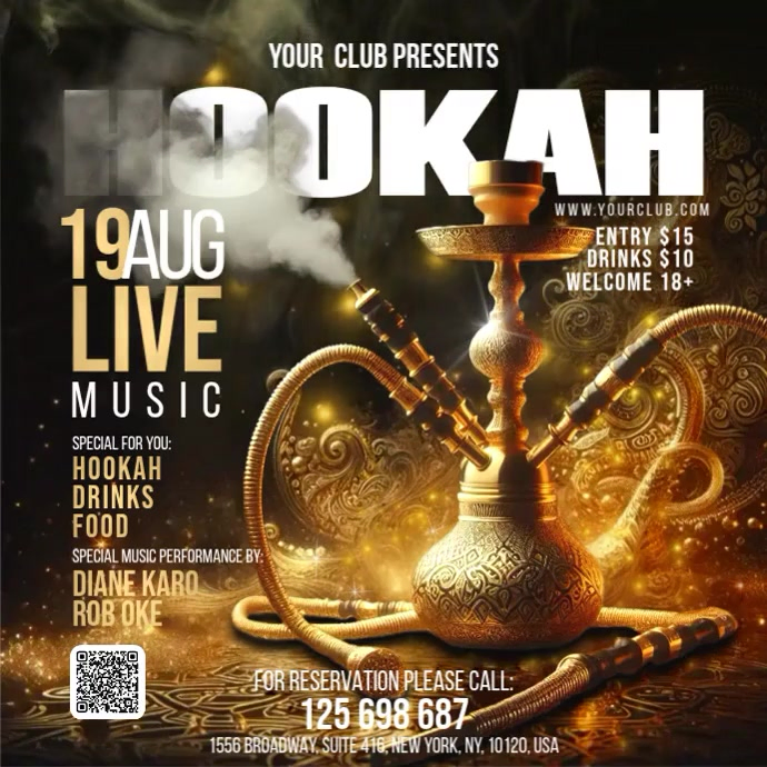 Hookah โพสต์บน Instagram template