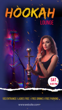 Neon Hookah Lounge Night - Shisha Party Instagram Story Video Digitalt display (9:16) template