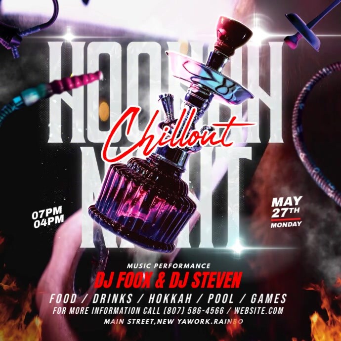 Hookah Lounge Flyer Instagram Post template