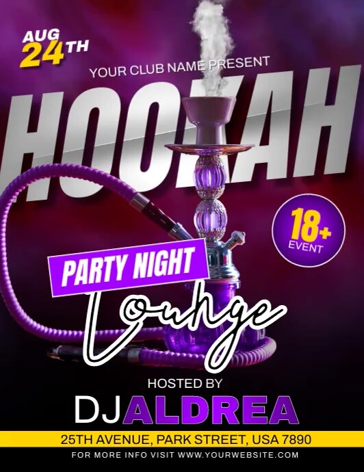 Hookah Lounge Party Løbeseddel (US Letter) template