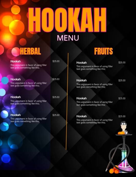 Hookah Menu Template PosterMyWall