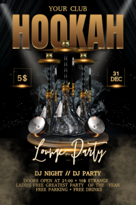 Hookah Party Flyer Banner 4' × 6' template