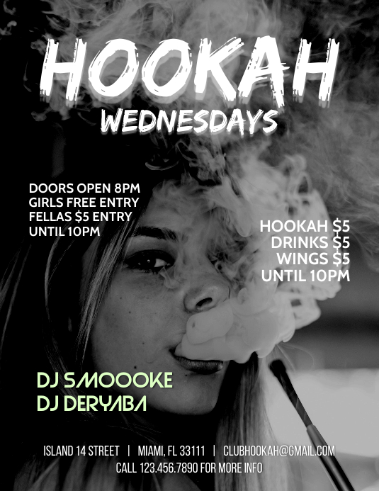 Hookah Promo Flyer Folheto (US Letter) template