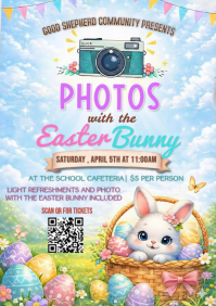 Hoppy Easter Bunny Photoshoot & Family Event Flyer A4 template